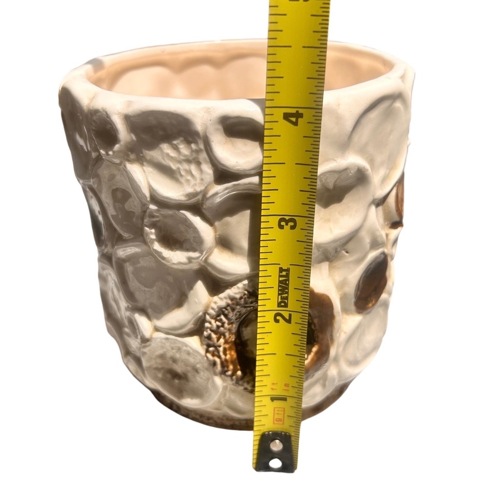 Vintage Napcoware C-7877 Ceramic Planter Gold Bronze Textured Crater Vase 4in - Picture 6 of 7